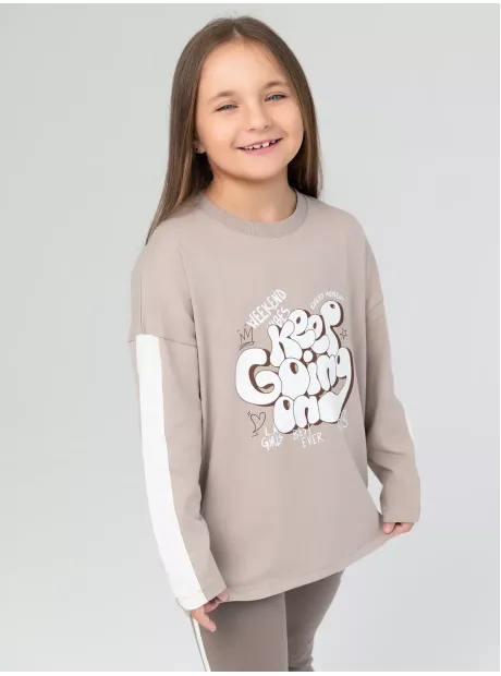 Бежевый костюм оверсайз для девочки