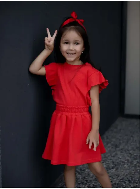 Костюм трикотажный летний юбка и топ в рубчик