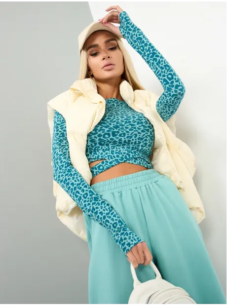 Голубой спортивный костюм женский на завязках