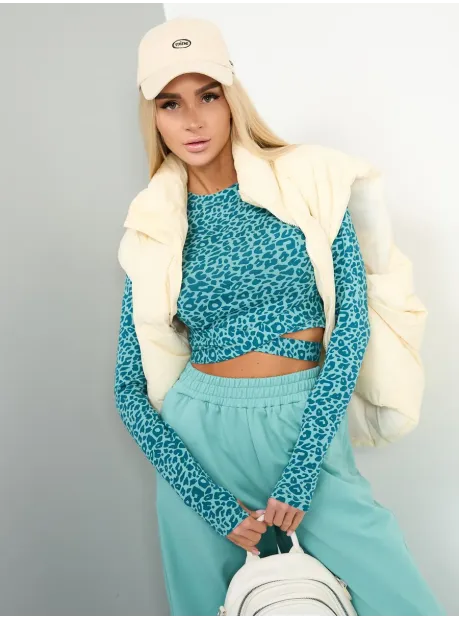 Голубой спортивный костюм женский на завязках