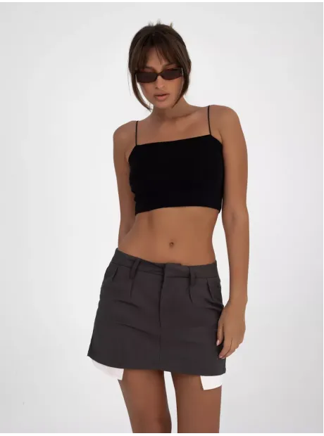 Черный кроп топ укороченный под пиджак