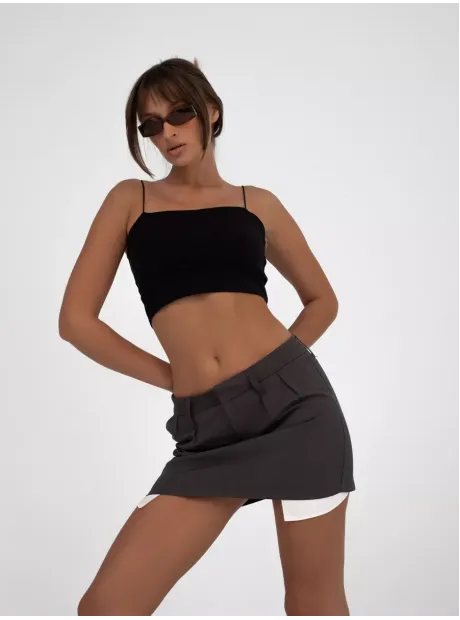 Черный кроп топ укороченный под пиджак