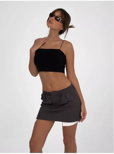 Черный кроп топ укороченный под пиджак