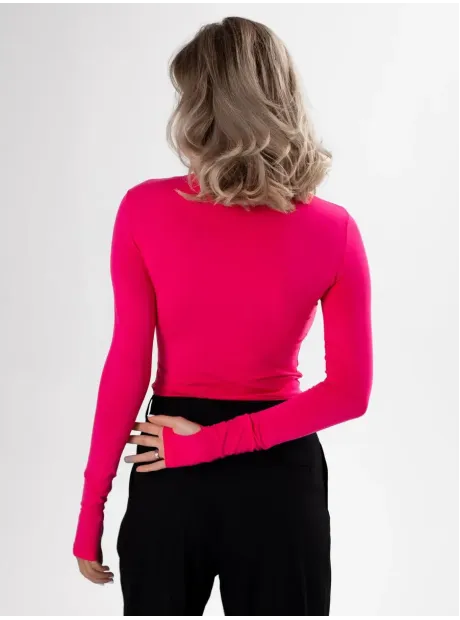 Лонгслив с вырезом трикотажный базовый