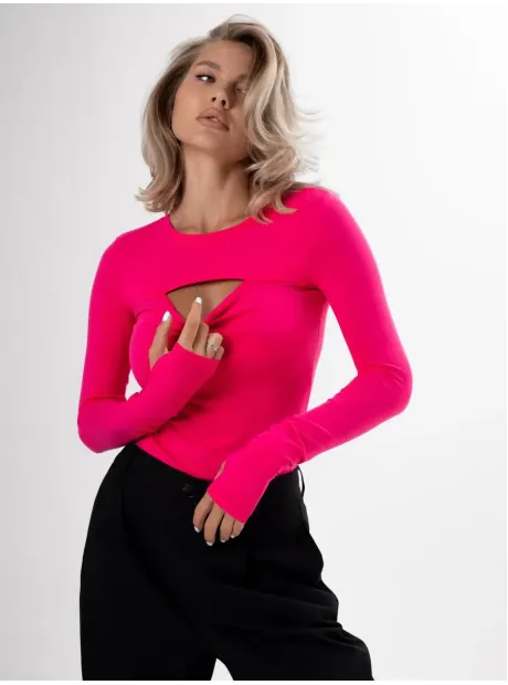 Лонгслив с вырезом трикотажный базовый