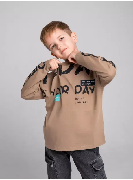 Бежевый лонгслив оверсайз для мальчика