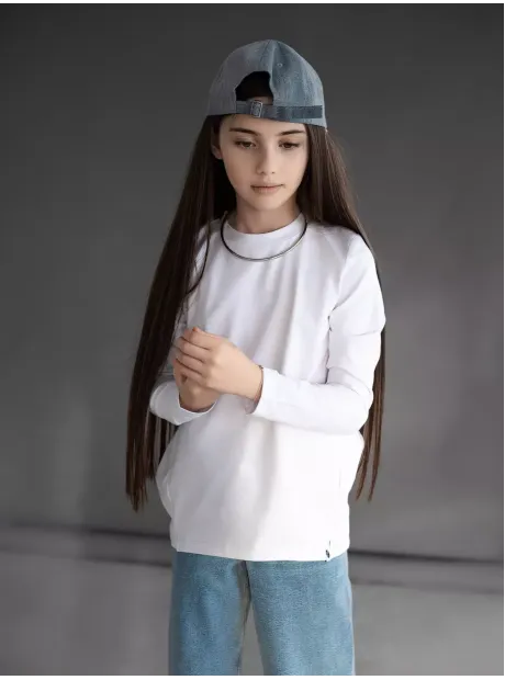 Белый лонгслив детский оверсайз