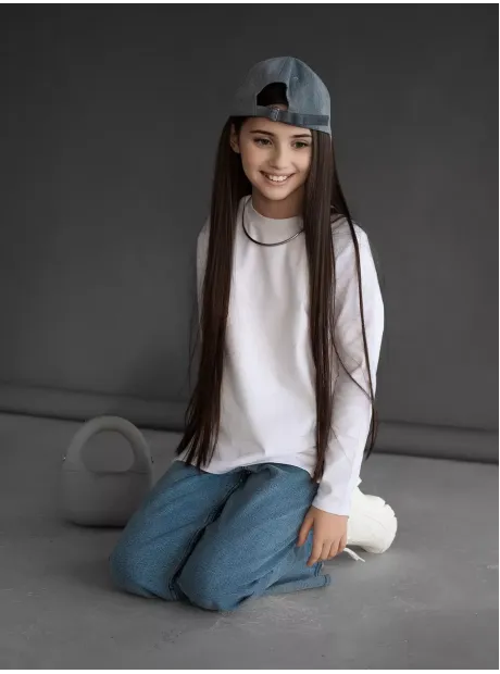 Белый лонгслив детский оверсайз