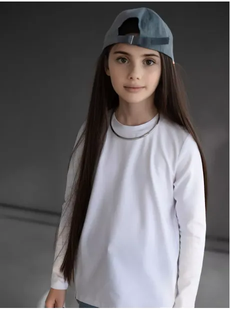 Белый лонгслив детский оверсайз