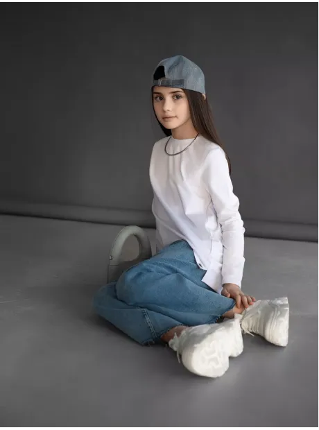 Белый лонгслив детский оверсайз