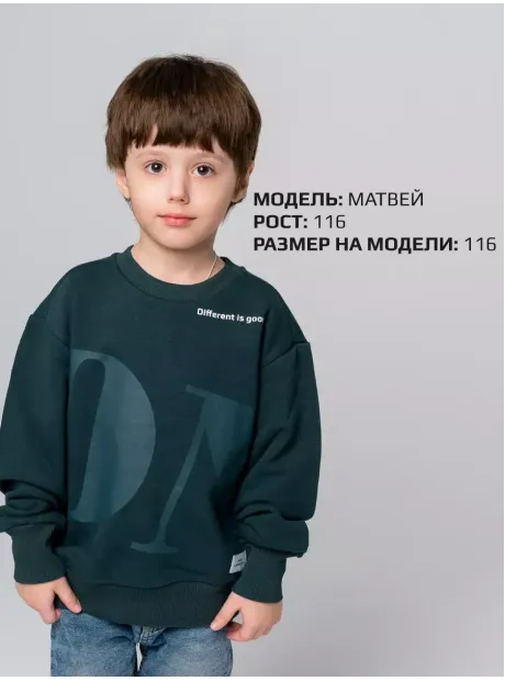 Зеленый свитшот спортивный детский