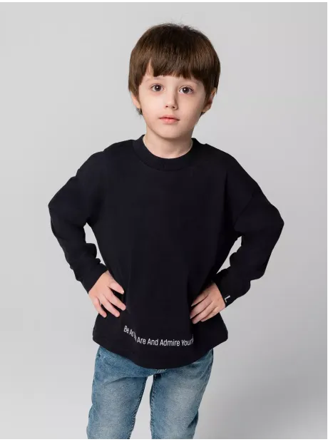 Черный лонгслив оверсайз для мальчика
