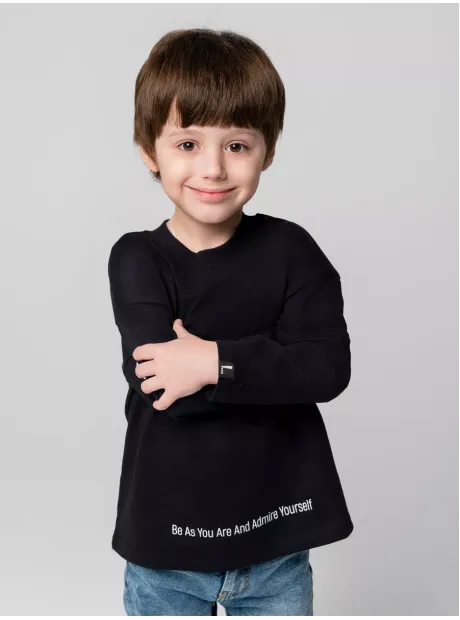 Черный лонгслив оверсайз для мальчика