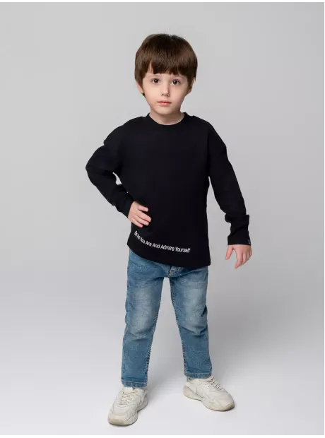 Черный лонгслив оверсайз для мальчика