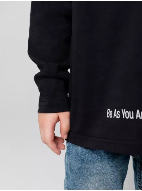 Черный лонгслив оверсайз для мальчика