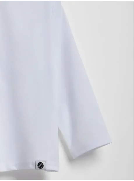 Белый лонгслив оверсайз для школы