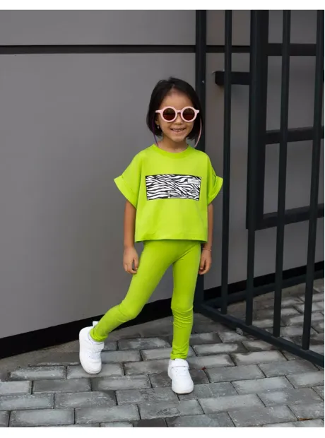 Костюм для девочки, футболка оверсайз с леггинсами