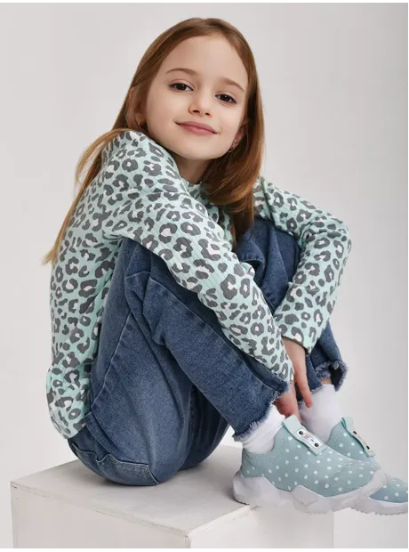 Лонгслив базовый для девочки с принтом