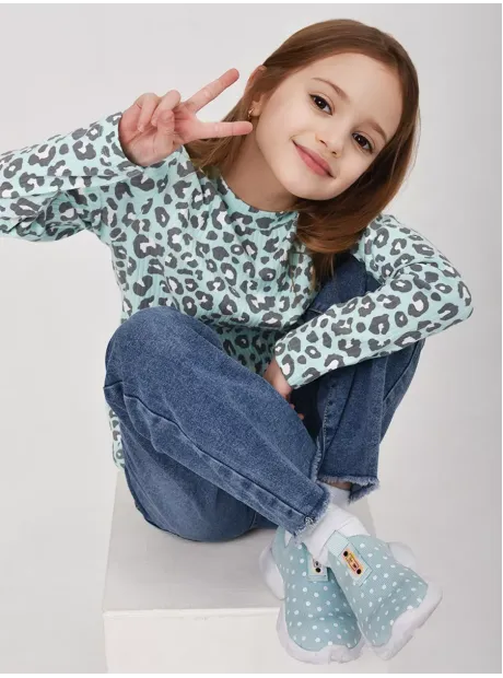 Лонгслив базовый для девочки с принтом