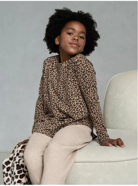 Леопардовая удлиненная кофта для девочки