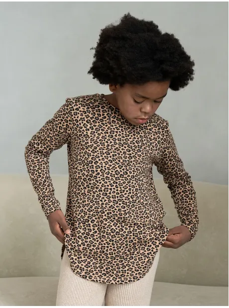 Леопардовая удлиненная кофта для девочки