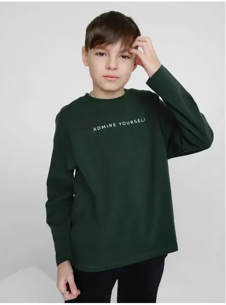 Зеленый лонгслив оверсайз для мальчика