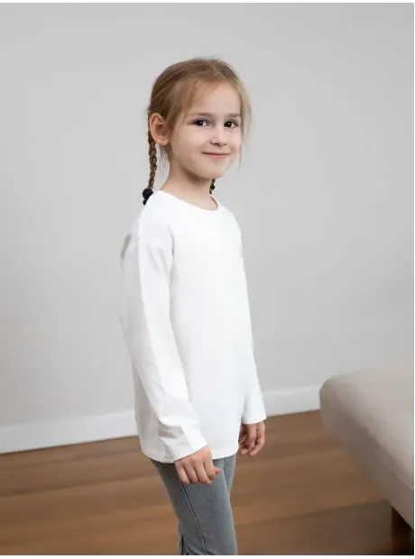 Белый лонгслив в школу для девочки
