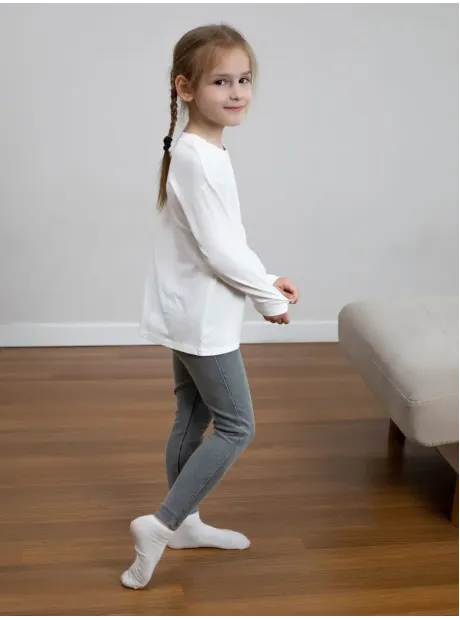 Белый лонгслив в школу для девочки