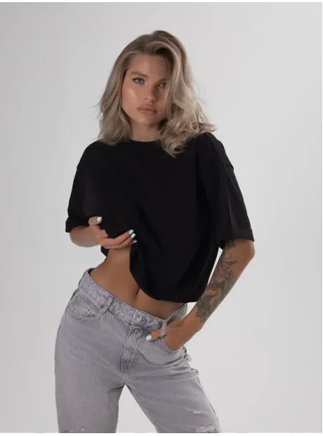 Футболка укороченная оверсайз кроп топ