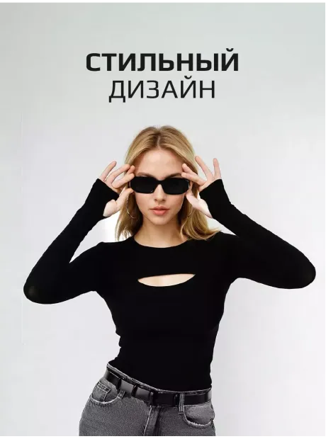 Лонгслив с вырезом трикотажный базовый