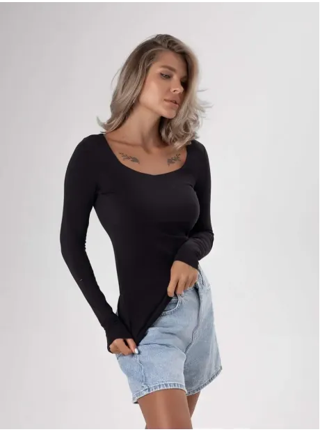 Лонгслив облегающий трикотажный