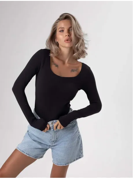 Лонгслив облегающий трикотажный