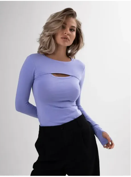 Лонгслив с вырезом трикотажный базовый