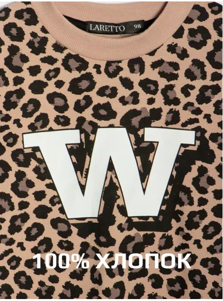 Леопардовое платье туника оверсайз для девочки