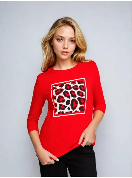 Красный лонгслив рукав три четверти