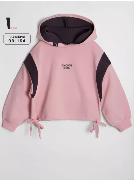 Худи для девочки с завязками розовое