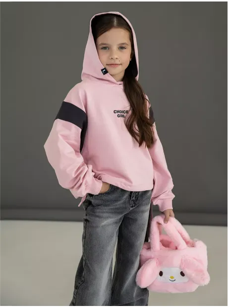 Худи для девочки с завязками розовое