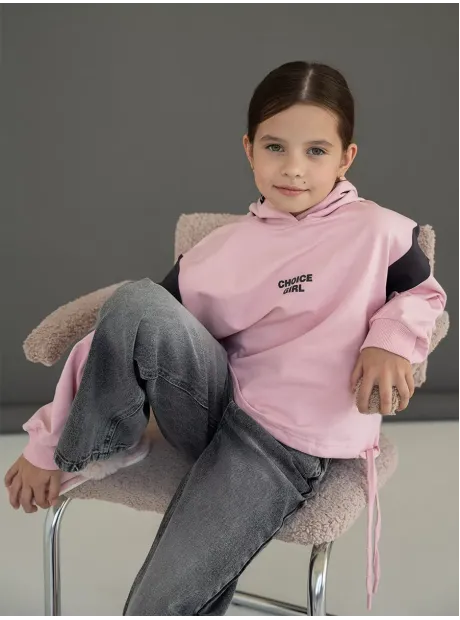 Худи для девочки с завязками розовое