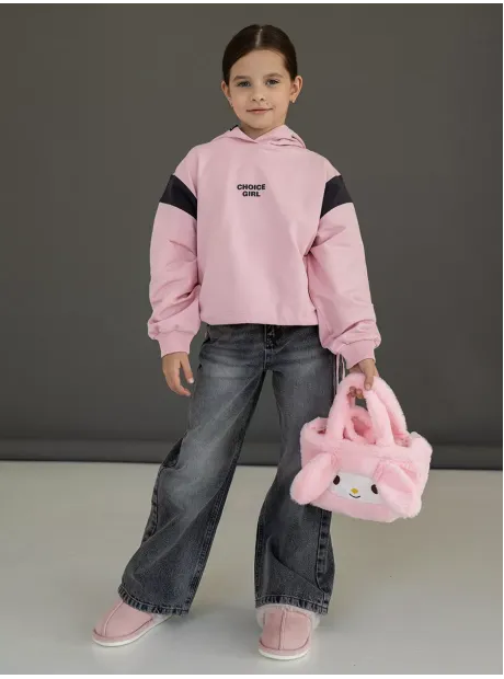 Худи для девочки с завязками розовое