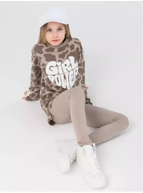 Бежевый костюм оверсайз для девочки