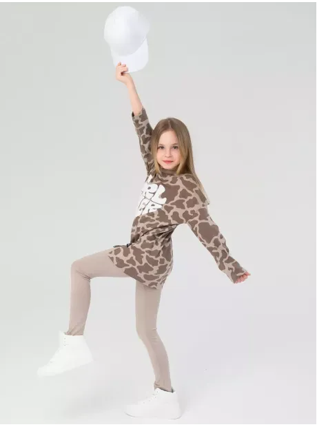 Бежевый костюм оверсайз для девочки