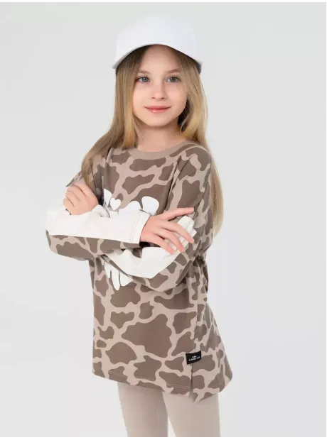 Бежевый костюм оверсайз для девочки