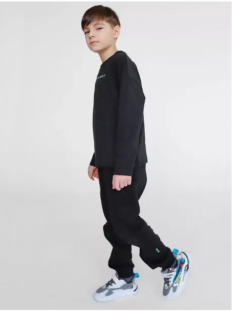 Черный лонгслив оверсайз кофта для мальчика