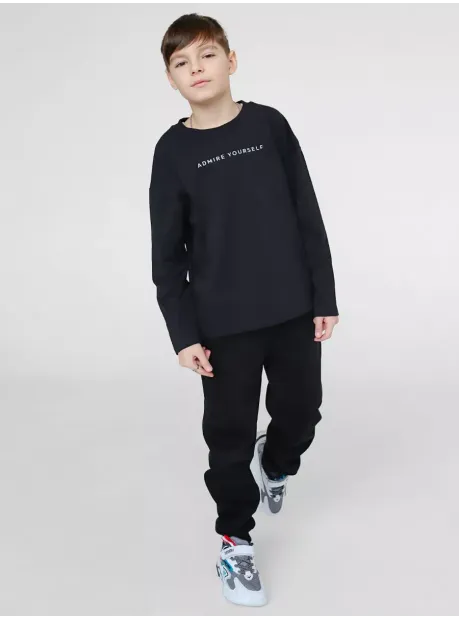 Черный лонгслив оверсайз кофта для мальчика