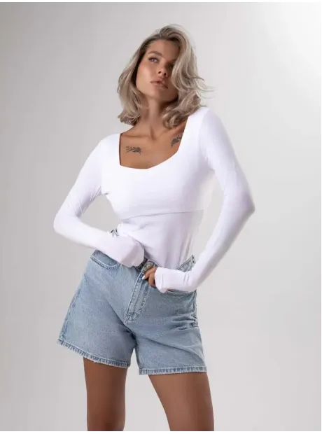 Лонгслив облегающий трикотажный