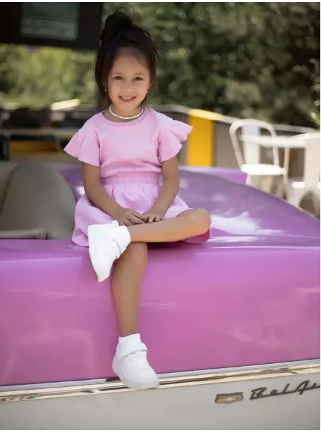 Костюм трикотажный летний юбка и топ в рубчик