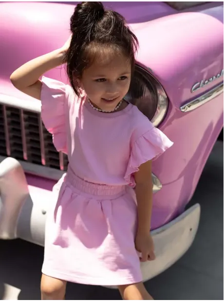 Костюм трикотажный летний юбка и топ в рубчик