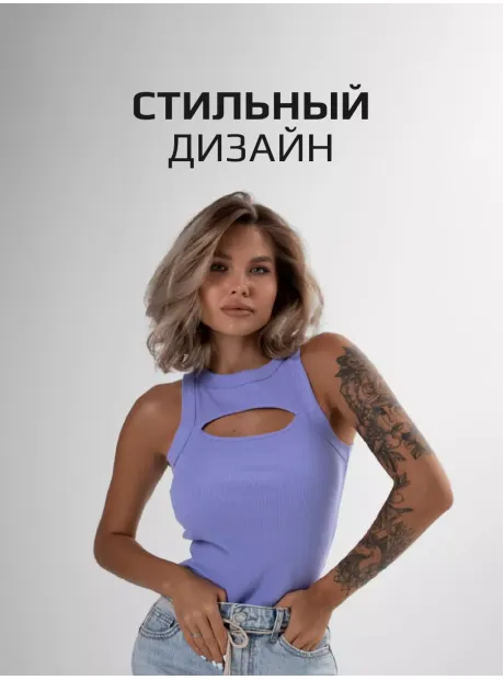 Майка летняя в рубчик с вырезом