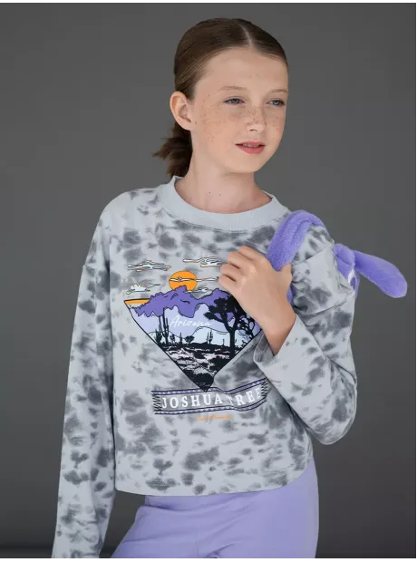 Лонгслив для девочки серый, варенка