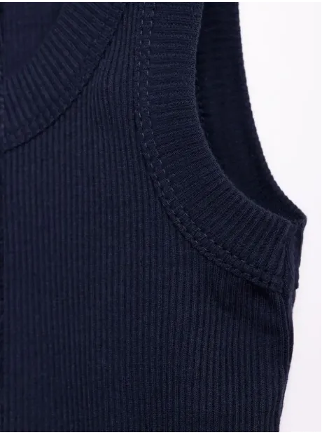 Синяя майка детская базовая для мальчика 100% хлопок